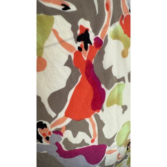 Ted Baker Silk Ruched Sheath Dress Sz 2 Dancing Ladies - Picture 11 of 15